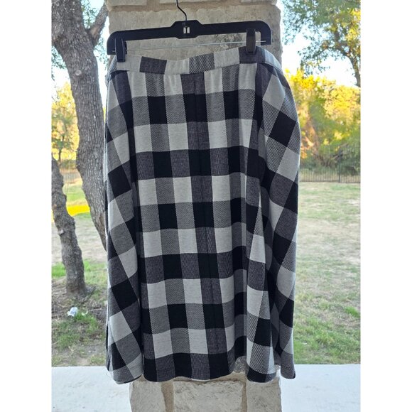Black & White Plaid Button-Front Womens A-line Skirt By Ck Collection Size 1X - Picture 3 of 7
